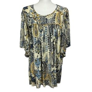Maurice’s Women’s Pullover Boho Peasant Top Sz 2X Multi Colors Flutter Sleeves